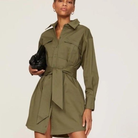 Marissa Webb Dresses & Skirts - Rent the runway sz 4 Marissa Webb green belted shirt dress button down safari